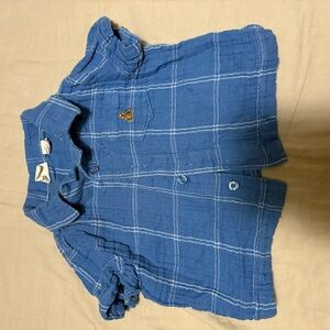 GAP Blue Plaid Kids Button Down Shirt